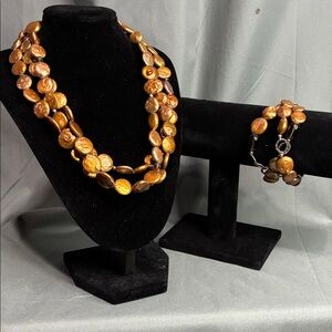 Silpada bronze colored beaded necklace and bracelet